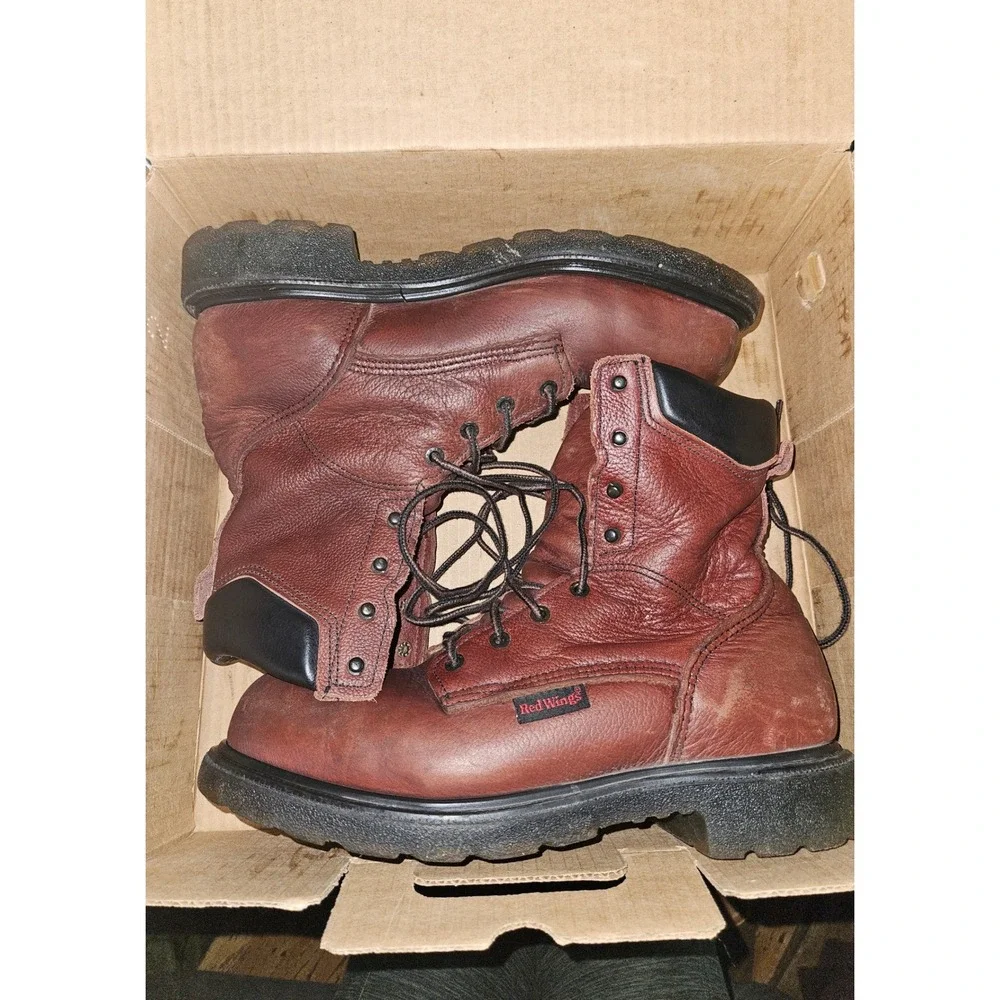 Red Wing Mens Brown Leather Lace Up Work Boots Oil Slip Resistant High Top sz10B